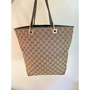 Vintage Gucci GG Canvas & Leather Tote Bag Authentic Y2K Early 2000-2005